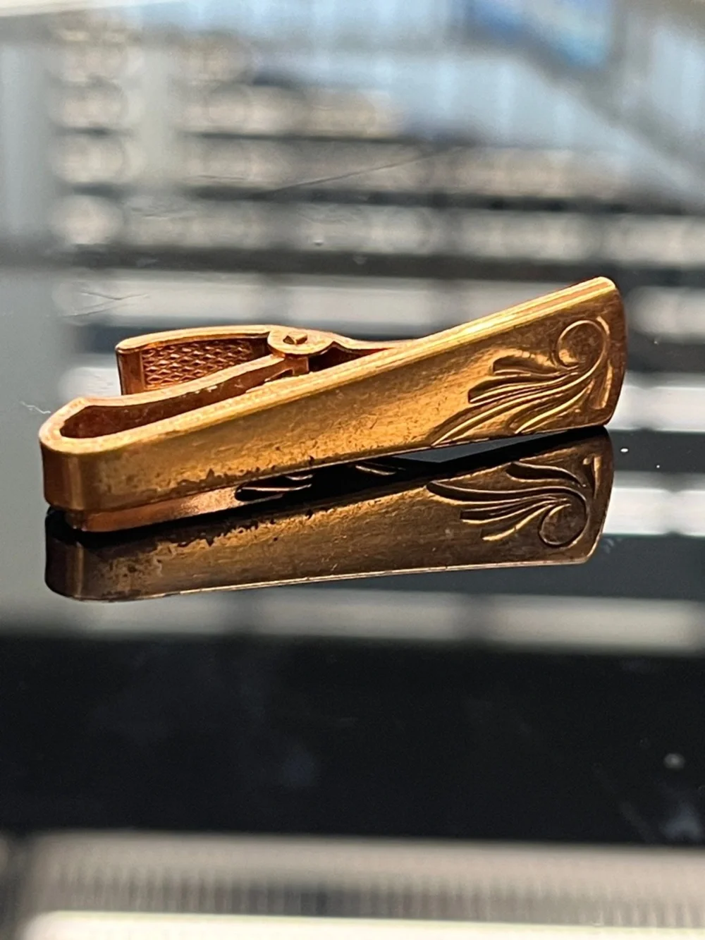 Classic Engraved copper Men’s Tie bar